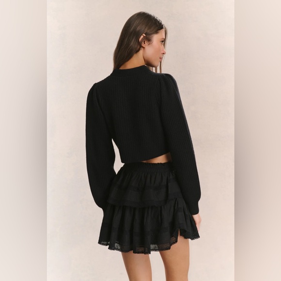 Love Shack Fancy Black Cropped Cardigan Sweater - Picture 3 of 11